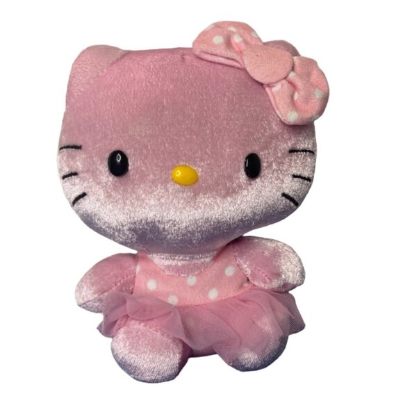 Ty Beanie Babies 7" Plush Pink Velvet Hello Kitty Ballerina Polka Dot Tutu 2014 - Picture 1 of 7